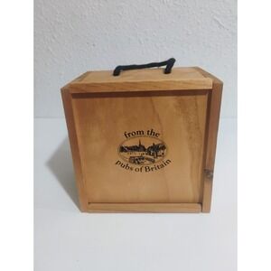 Antique Vintage Retro Beer Mats 97 Coasters British Pubs Wooden Box Tagestogy